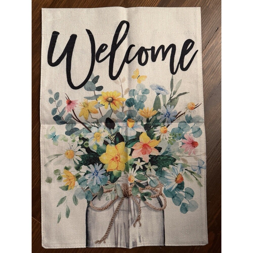 New Welcome Garden Flag Spring Flower Cottagecore Farm Outdoor